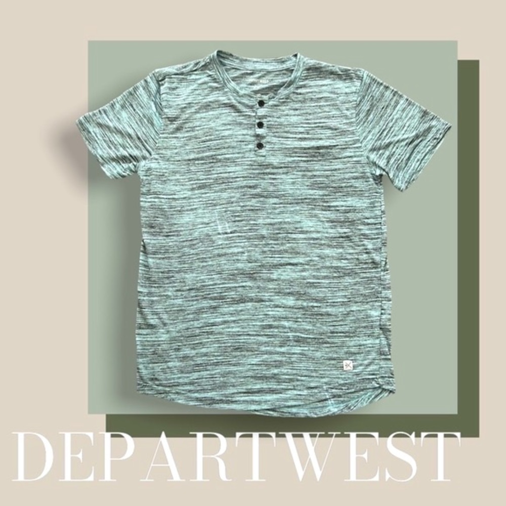 DepartWest boys heather green three button t-shirt